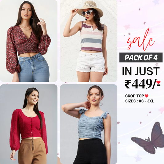 4 Combo Women Crop Top | Must-Have Crop Tops for Every Wardrobe | CT-08
