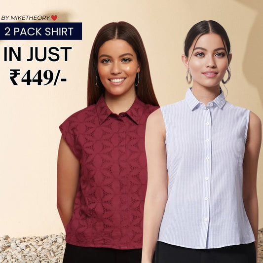 2 Combo Pack Printed Sleeveless Shirts for Every Occasion