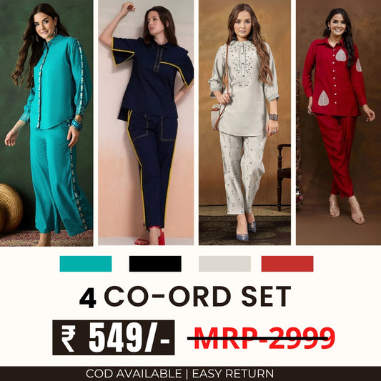 Stylish & Versatile 4 Co-ord Set Combo for Women | CO-20