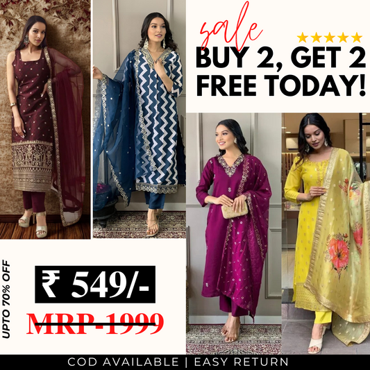 4 Combo Pack | Women’s Suit Set with Dupatta | SD-09