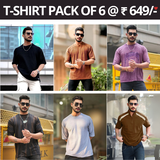 6 T-Shirt Combo Deal | Style & Savings in One Pack | T-87