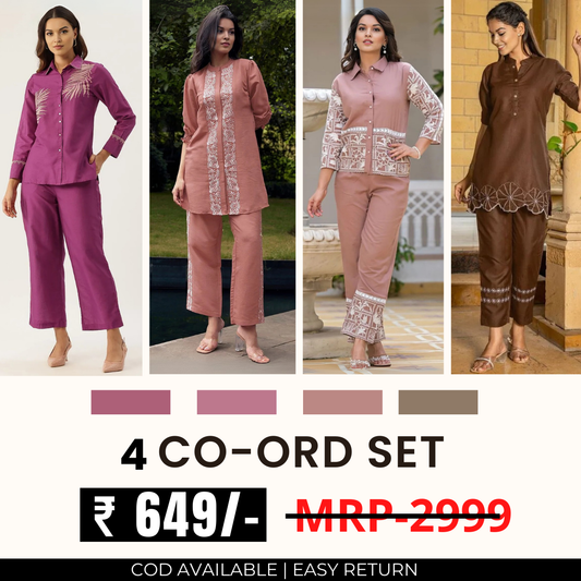 Stylish & Versatile 4 Co-ord Set Combo for Women | CO-50